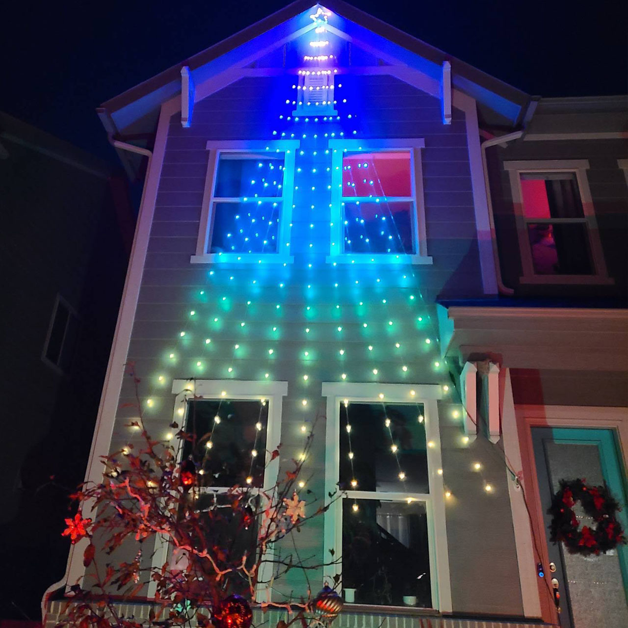 Front yard holiday lighting