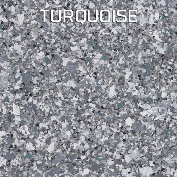 Turquoise concrete coating flake blend